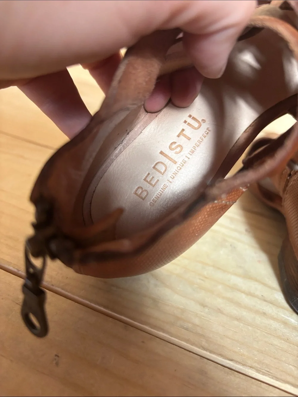 Bed Stu Brittany woven brown leather booties size 7